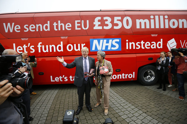 Former London Mayor Boris Johnson speaks at the launch of the Vote Leave bus campaign, in favour of Britain leaving the European Union, in Truro